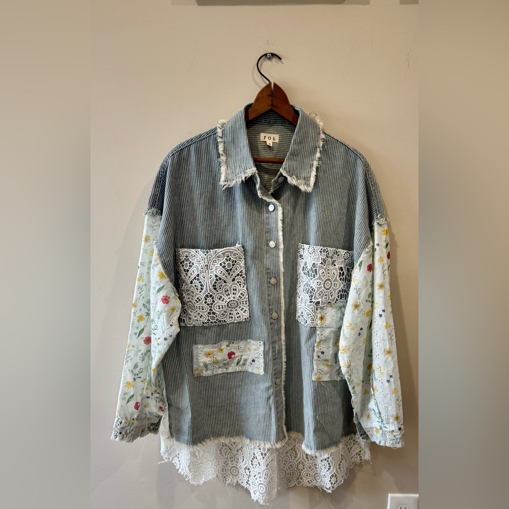 NWOT POL Libby Stripe Shacket